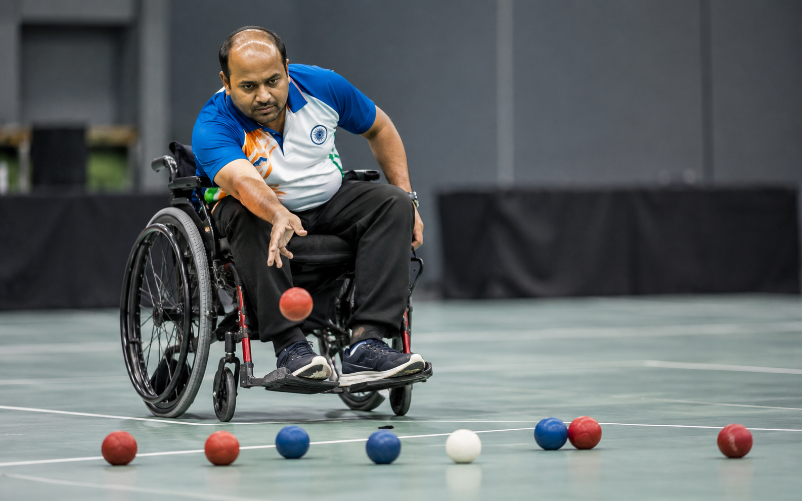 Boccia athlete in action